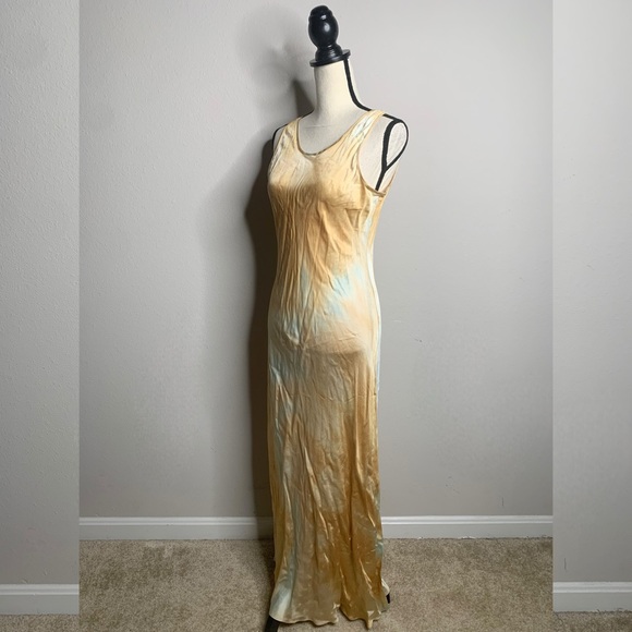 A.L.C Amana Blue Tan Satin Maxi Dress - Picture 8 of 15